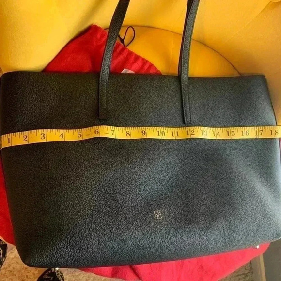 CAROLINA HERRERA RED LEATHER SHOPPER TOTE HANDBAG - Picture 12 of 16